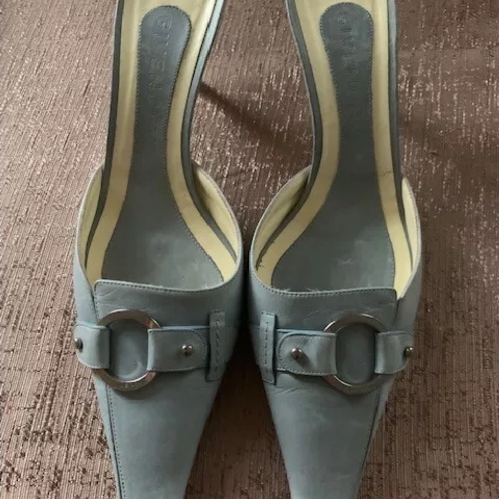 Givenchy Gray Mules with Kitten Heel and Pointed Toe